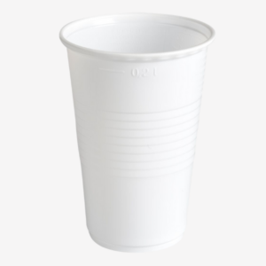 Drikkebæger, hvid plast, 20cL, 100 stk.