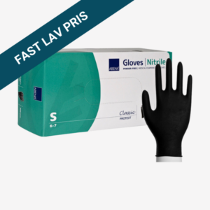 Engangshandsker, sort nitril, pudderfri,, Small, 100 stk.