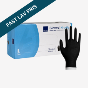 Engangshandsker, sort nitril, pudderfri, Large, 100 stk.