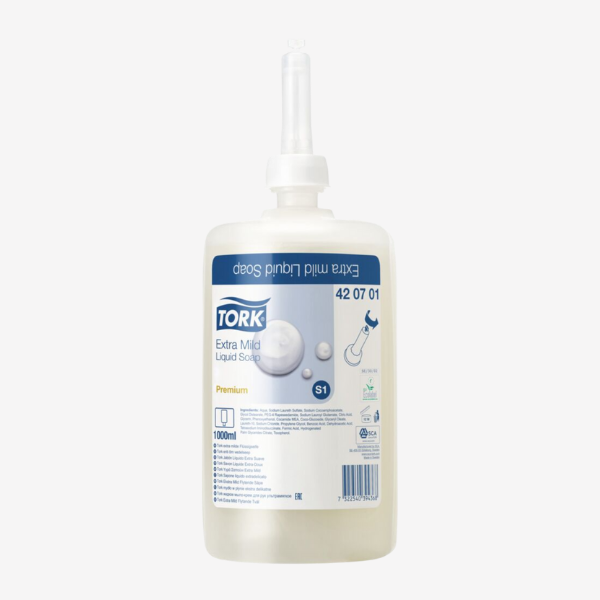 Håndsæbe, Tork S1 Premium, uden farve/parfume, flydende, 1000 mL