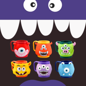 Børnebæger Monster, 6 varianter, 36 stk.